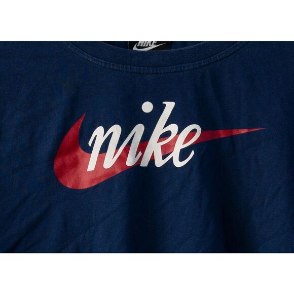 Nike Women's Cropped Logo Sport Casual T-Shirt Athletic Blue Size XL - Picture 2 of 5